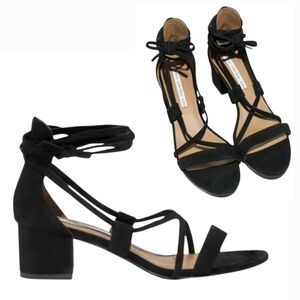 And Other Stories Black Suede Lace-Up Strappy Open-Toe High Heel Sandals